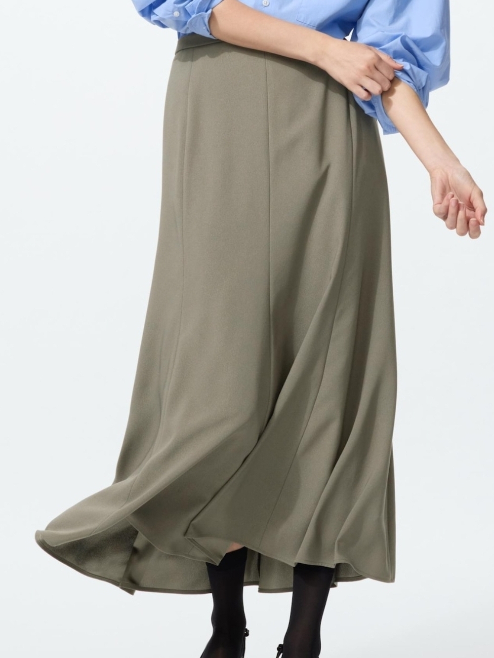 UNIQLO Olive Green Mermaid Maxi Skirt Size S
